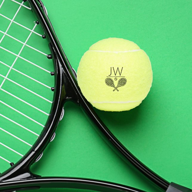 Pelotas De Tenis Tema del tenis Monogramado moderno (Time for Tennis. Personalized monogrammed tennis balls. Features tennis logo. Team or singles player)
