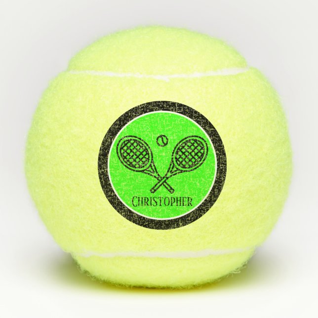 Pelotas De Tenis Tema del tenis Monogramo verde Salones de tenis (Anverso)
