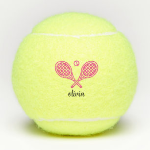 Pelotas De Tenis Tema del tenis Nombre Monogramado Girly Pink