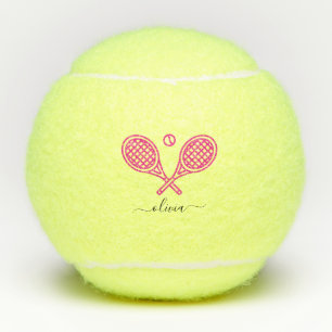 Pelotas De Tenis Tema del tenis Nombre Monogramado Rosa Girly
