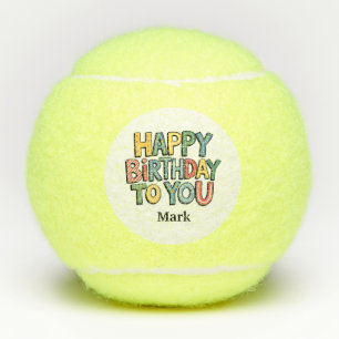 Pelotas De Tenis Tenis Feliz cumpleaños a ti con nombre
