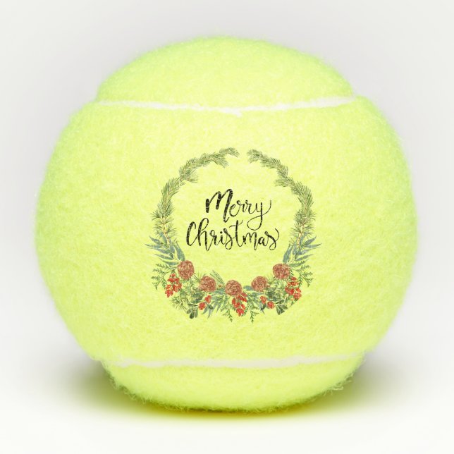 Pelotas De Tenis Tenis Feliz Navidad con flores (Anverso)