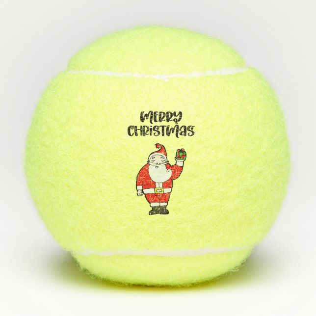Pelotas De Tenis Tenis Feliz Navidad con Santa Claus (Anverso)