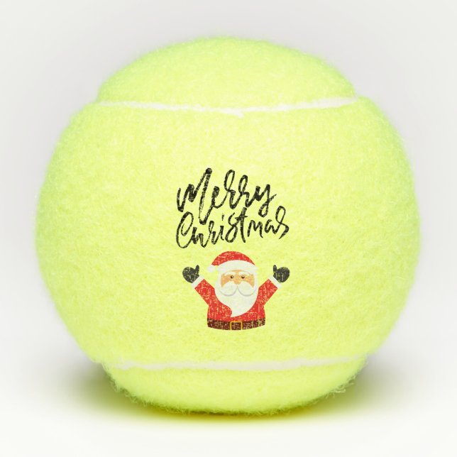 Pelotas De Tenis Tenis Feliz Navidad con Santa Claus al tope (Anverso)