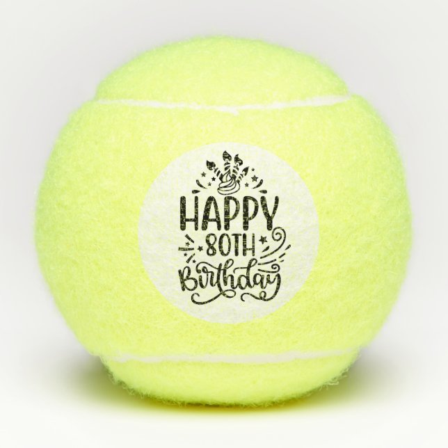 Pelotas De Tenis Tennis Feliz 80 cumpleaños (Anverso)
