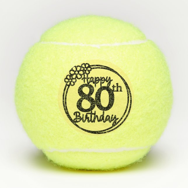 Pelotas De Tenis Tennis Happy 80th Birthday Tennis Balls (Anverso)