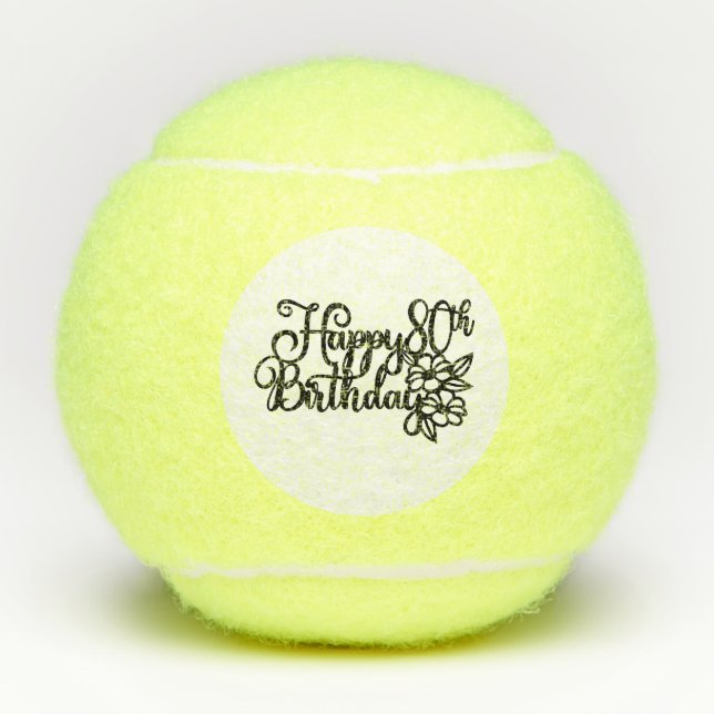 Pelotas De Tenis Tennis Happy 80th Birthday Tennis Balls (Anverso)