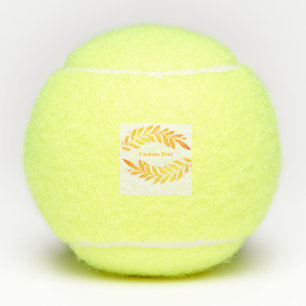 Pelotas De Tenis Texto personalizado con imagen de logotipo de hoja