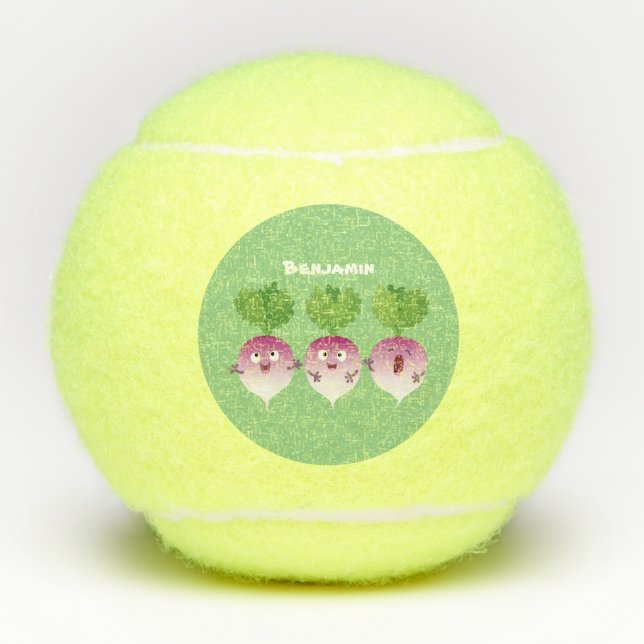 Pelotas De Tenis Trío de verduras de nabo lindo personalizado (Anverso)