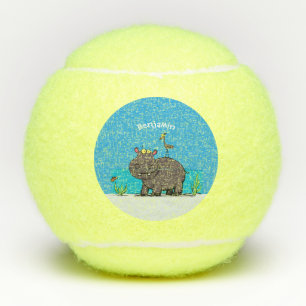 Pelotas De Tenis Un gracioso hipopótamo con personalizado de pájaro