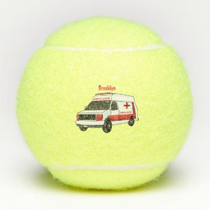 Pelotas De Tenis Una ambulancia roja curada van personalizado