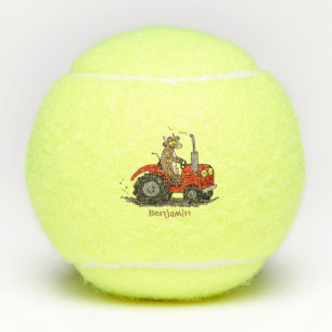 Pelotas De Tenis Una vaca feliz y linda conduciendo a un personaliz