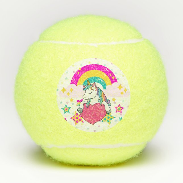 Pelotas De Tenis Unicornio arcoiris con estrellas (Anverso)