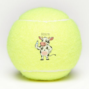 Pelotas De Tenis Vaca feliz con personalizado de biberón