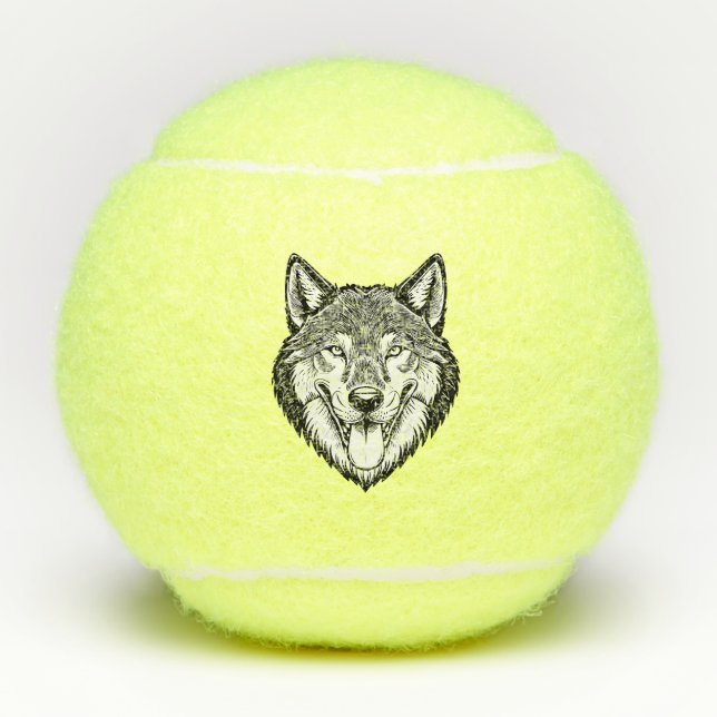 Pelotas De Tenis Wolf head from the front (Anverso)