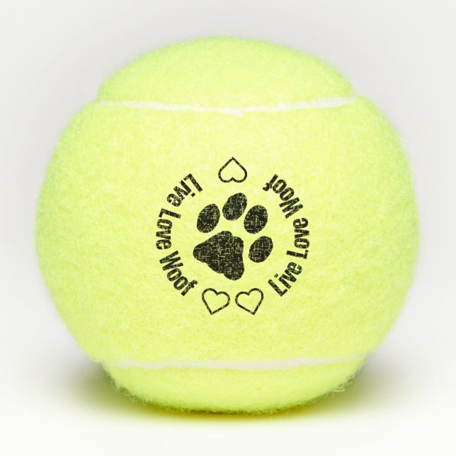 Pelotas De Tenis Woof Live Love - Corazones de papel para imprimir  (Anverso)