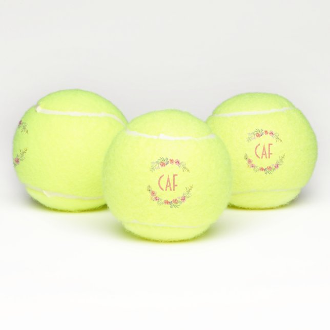 Pelotas De Tenis Wreath floral personalizada monogramada (Múltiples)