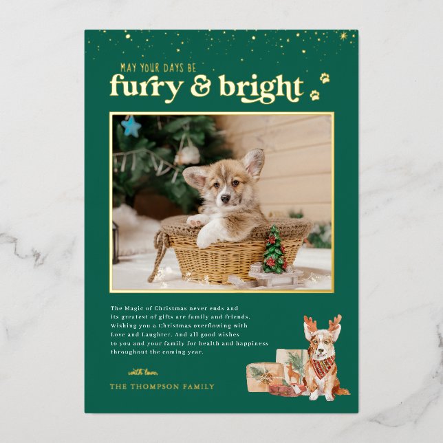 Peludo y Brillante | Tarjeta de Fotos Navideñas de (Anverso)