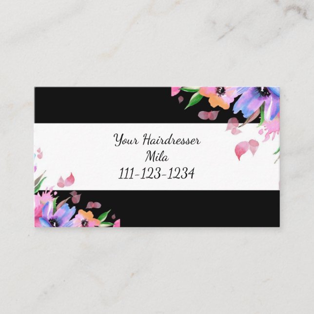 peluquería, tarjeta de visita de peluquería (Anverso)