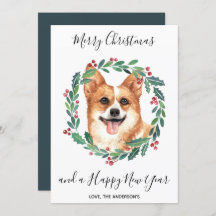 Pembroke Welsh Corgi Perro Elegante Feliz Navidad