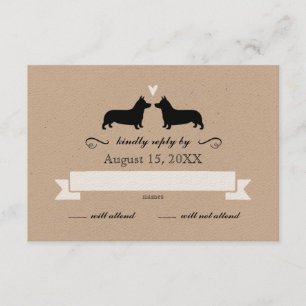 Pembroke Welsh Corgi Silhouettes Boda RSVP
