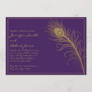 Penacho del pavo real en la invitación de la boda