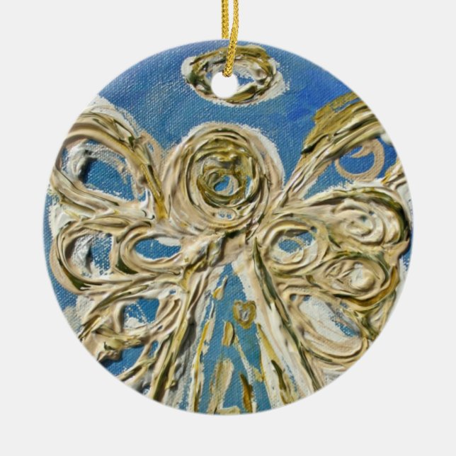 Pendante de ornamento de ángel de Guardian Azul (Frente)