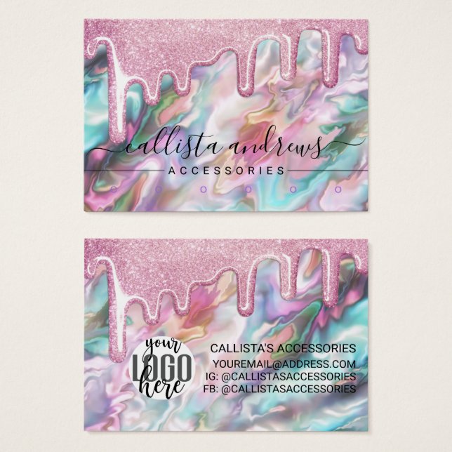 Pendiente bajo con gotas brillantes de ópalo perla (Anverso y reverso)