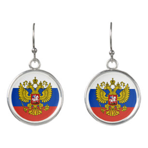 Pendientes Amar a Rusia y la bandera rusa Р de moda y deporte