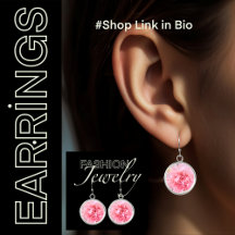 Aretes Florales de Flor de Clavel Rosa