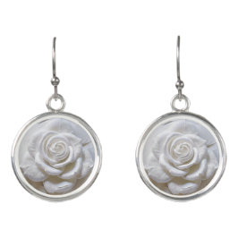 Pendientes Blanco sobre blanco - Rosa esculpido