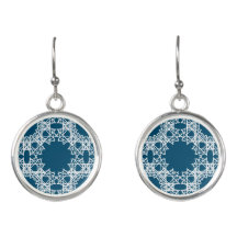 Blue_White Geometric Design Earrings de Joya Eve