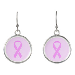 Pendientes Cáncer de Mama Lazo Rosa