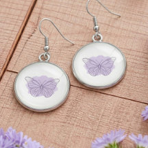 Pendientes de mariposa de arte de línea de acuarel