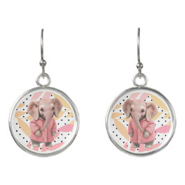 Pendientes Earraciones de elefantes de Safari rosado