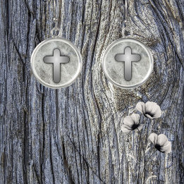 Pendientes Elegante Cruz Caída Plateada en Plata