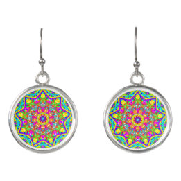 Pendientes Estrella Boho amarillo de la flor Mandala