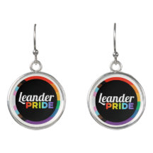 Leander Pride progress pride logo earrings