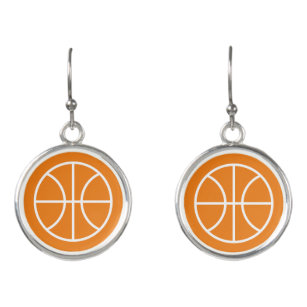 Pendientes Personalizado lindo naranja de baloncesto redondo