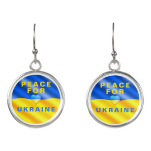 Pendientes Ucrania - Apoyo - Libertad Bandera Ucraniana - Paz