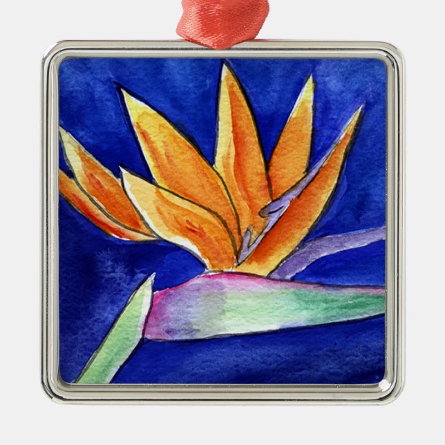 Pendor de ornamento de arte de flores de pájaro (Frente)