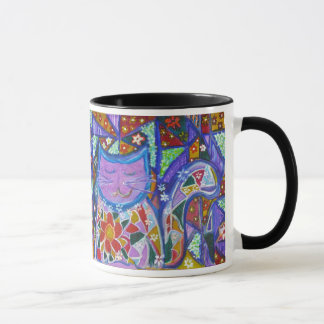 Penélope la taza púrpura del gato del remiendo