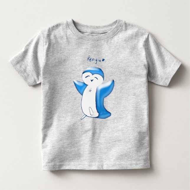 Pengu Feliz Pingüino (Azul Claro) Camiseta para Ni (Anverso)