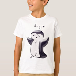 Pengu Feliz Pingüino (Negro) Camiseta para niños