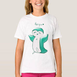 Pengu Feliz Pingüino (Verde) Camiseta para niños