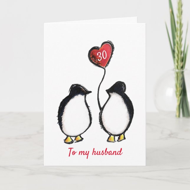 Penguin 30 cumpleaños o cualquier tarjeta de marid (Anverso)