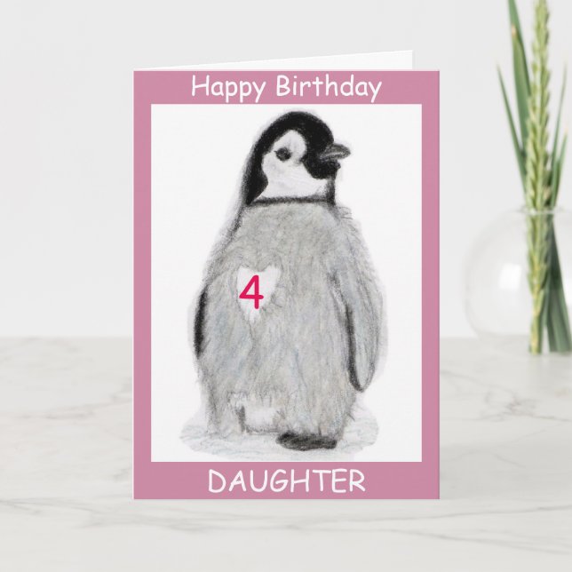 PENGUIN AGE TARJETA DE CORAZÓN cumpleaños etc pers (Anverso)