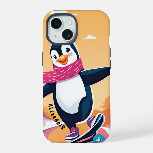 Penguin con Scarf y diseño de diversión para el pa (Reverso )