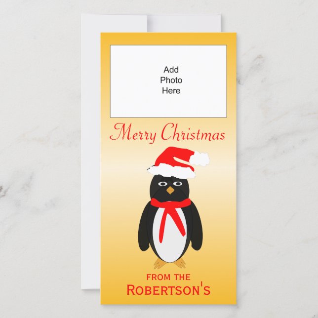 Penguin Design Tarjeta de foto navideña personaliz (Anverso)