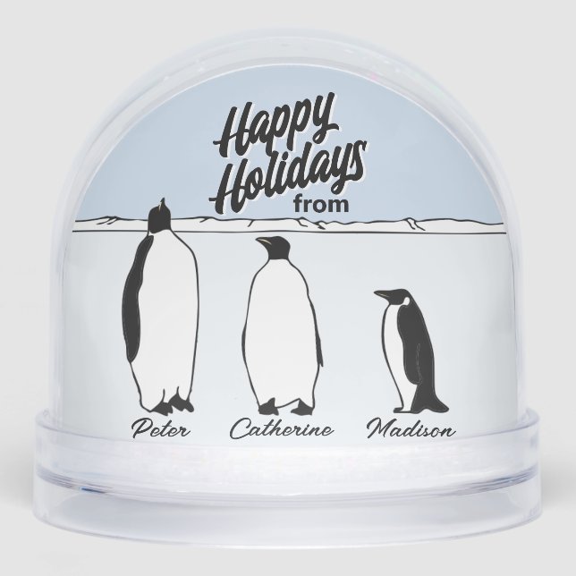 Penguin Family Personalized Christmas Snow Globe (Anverso)